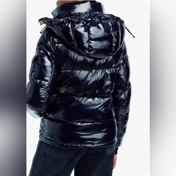 Nwt Aqua Lacquer Down Puffer Jacket In Onyx - Picture 2 of 12